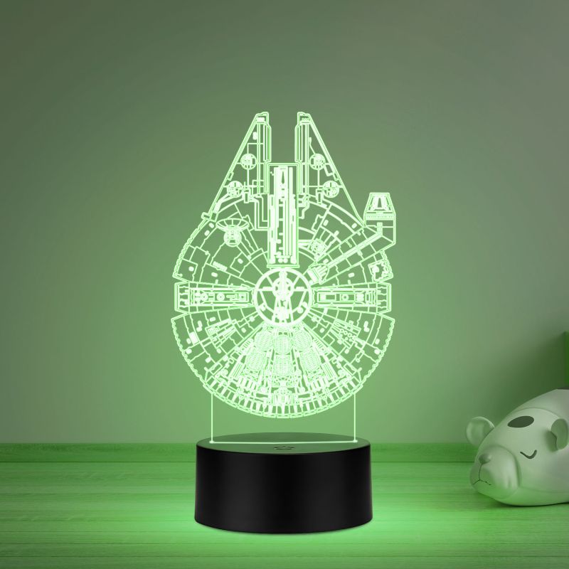 3D Illusion Star Wars Millennlum Falcon Led Night Lamp with Multicolored Gift For kids